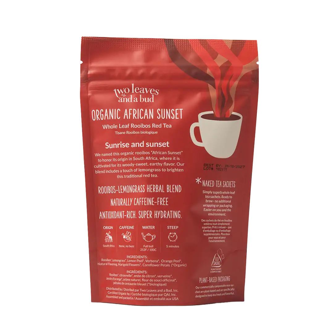RIE お茶セット 粉茶×2 サプリ×2 Organic African Sunset Tea Sachets | Two Leaves and a Bud