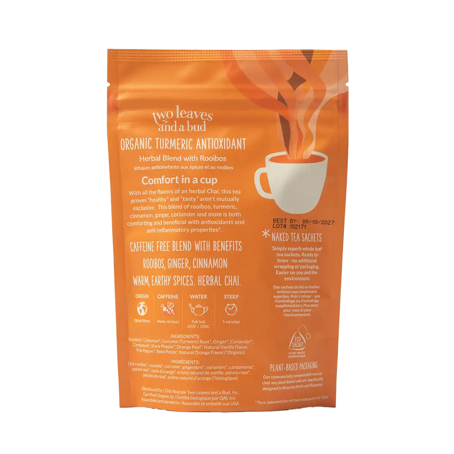 Two Leaves and a Bud Organic Turmeric Antioxidant Naked Tea