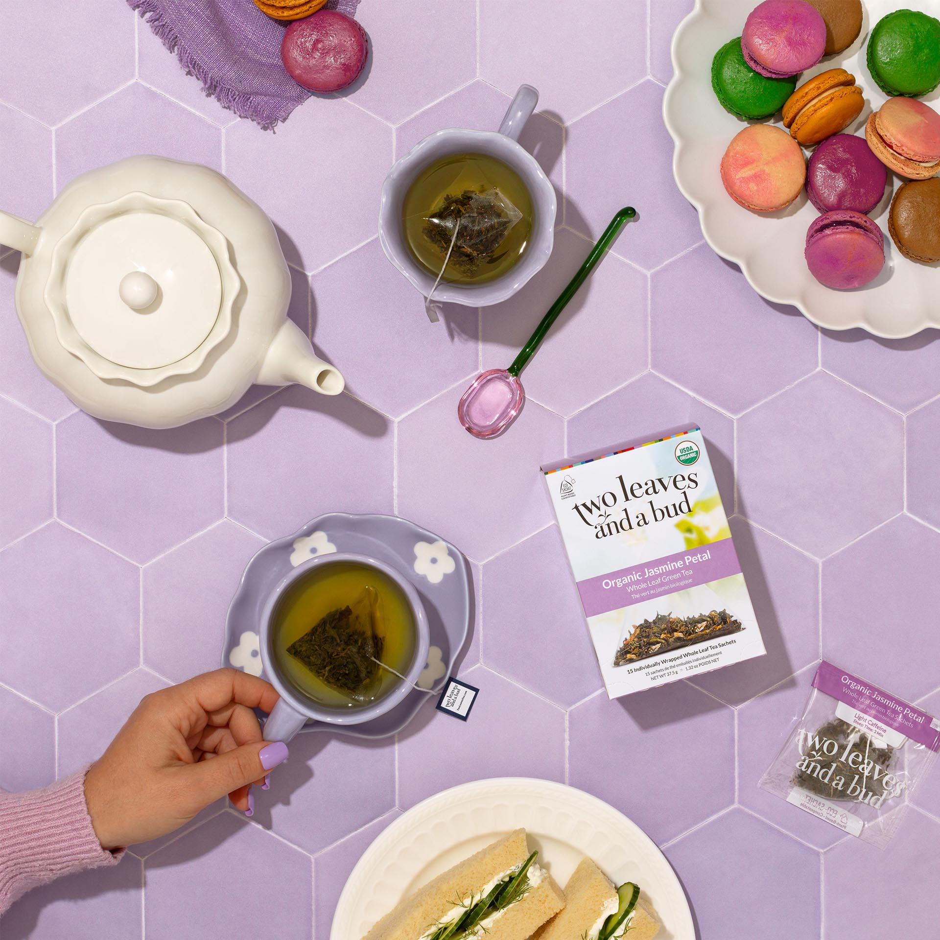 Jasmine Petal Green Tea Sachets | Two Leaves and a Bud