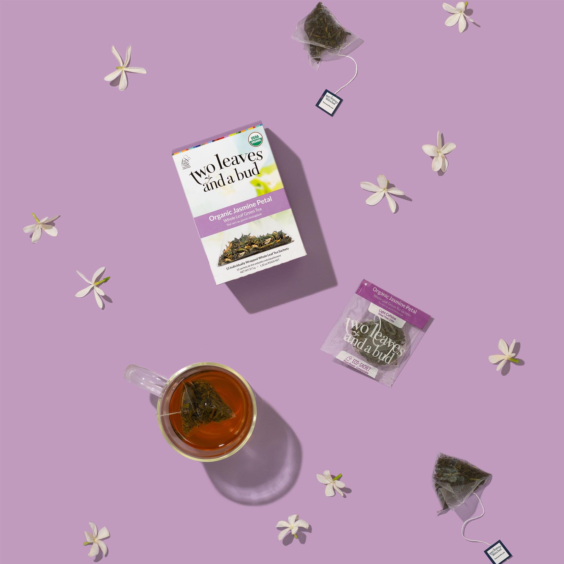 Jasmine Petal Green Tea Sachets | Two Leaves and a Bud